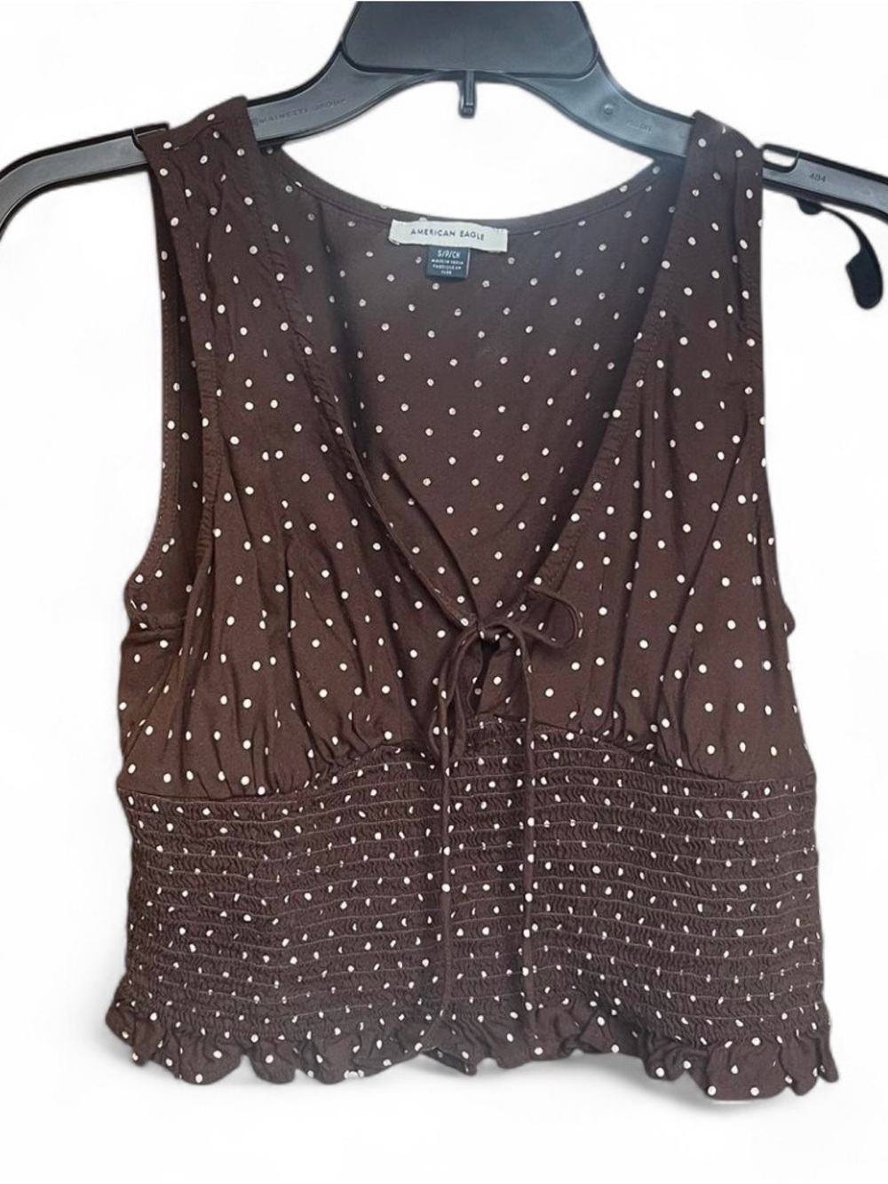 American Eagle Outfitters Brown Polka Dot Smocked Camisole